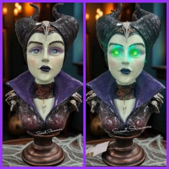 Disney Villain Maleficent Style Evil Queen Light Up Bust Halloween Statue Decor - Picture 1 of 8